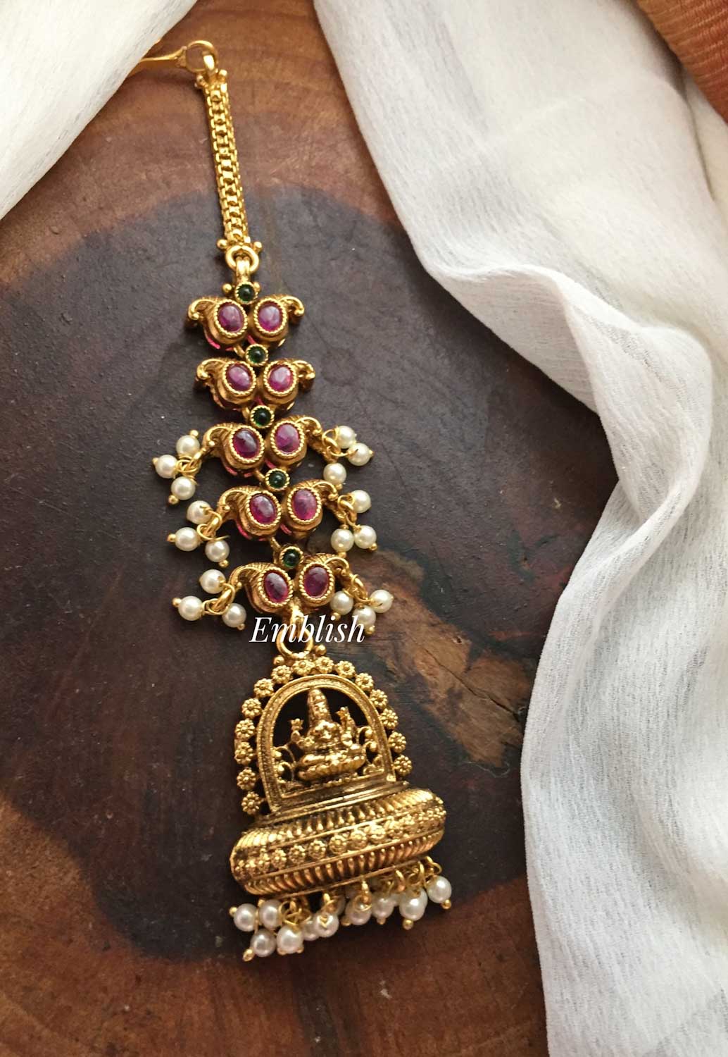 Antique Lakshmi Gold a like double Beads Tikka
